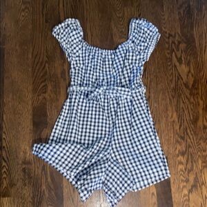 Heritage black and white Jumpsuit with Vintage-Inspired Gingham. Has pockets